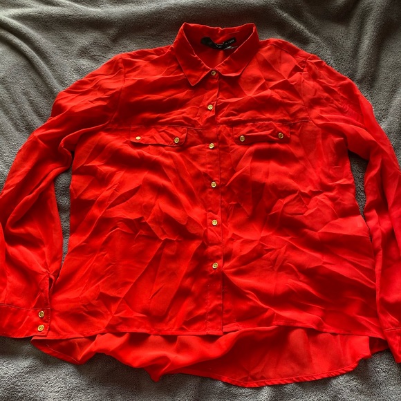 Long sleeve silky full button blouse - Picture 3 of 4